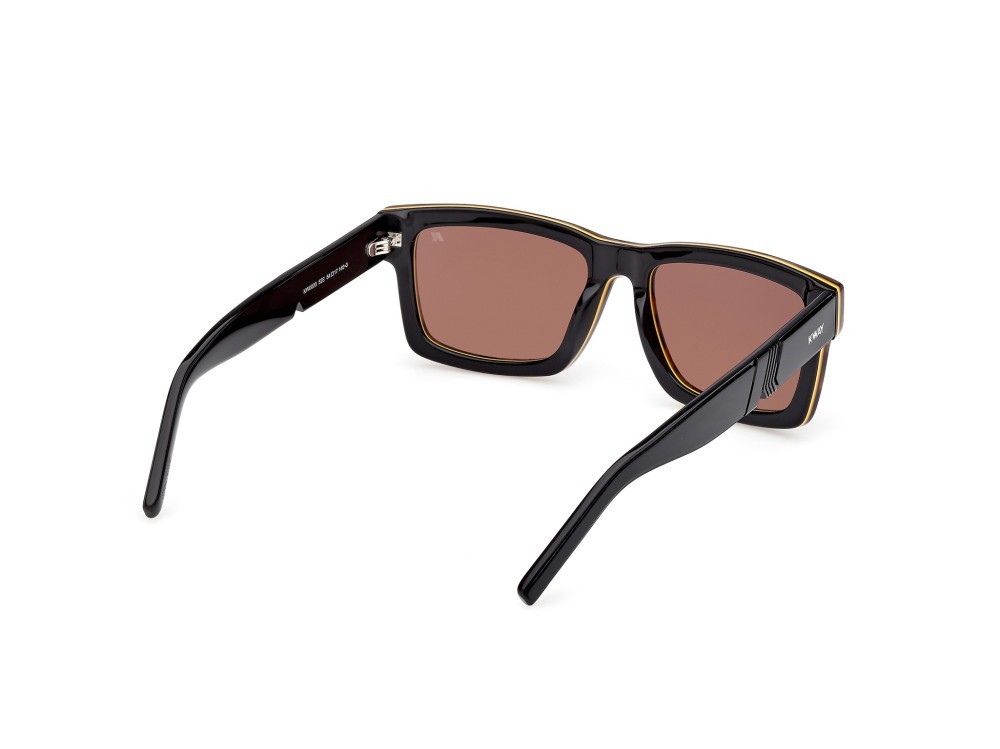 Occhiali da sole K-Way KW0020 (52E) colore avana scura - nero lucido forma rettangolare lenti marrone