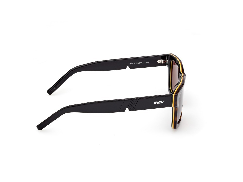Occhiali da sole K-Way KW0020 (52E) colore avana scura - nero lucido forma rettangolare lenti marrone