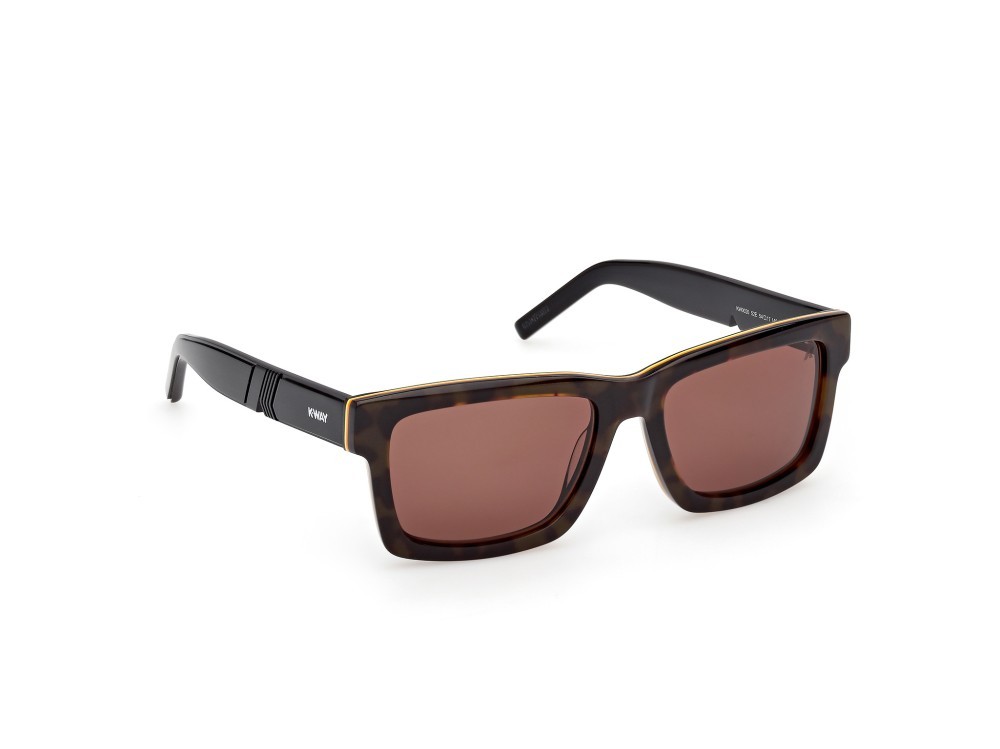 Occhiali da sole K-Way KW0020 (52E) colore avana scura - nero lucido forma rettangolare lenti marrone