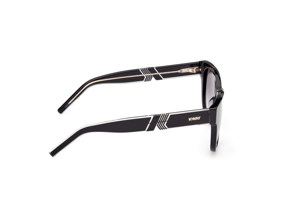 Occhiali da sole K-Way KW0021 (01B) colore nero lucido - nero/cristallo forma rotondo lenti fumo grad.