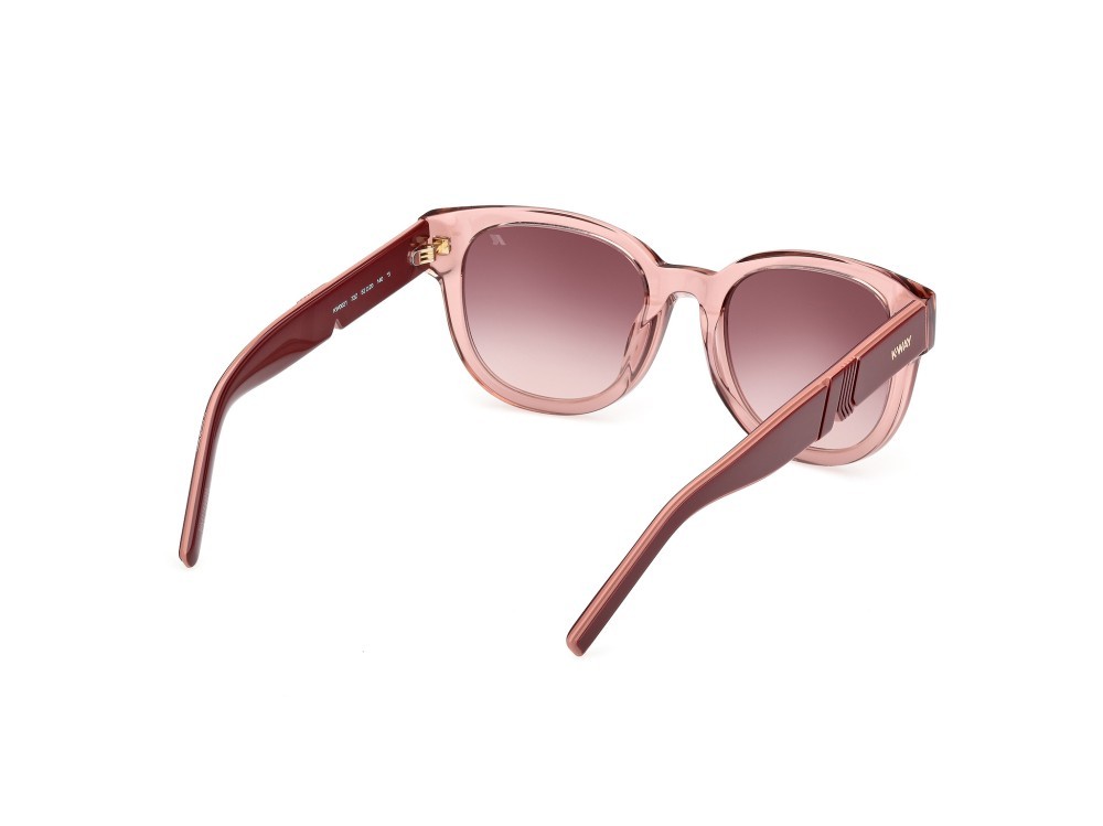 Occhiali da sole K-Way KW0021 (72Z) colore rosa chiaro lucido - bordeaux forma rotondo lenti viola sfumato o specchiato