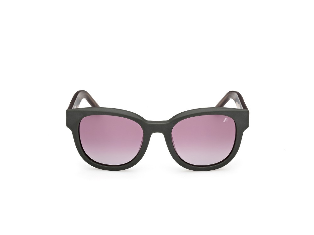 Occhiali da sole K-Way KW0021 (97Z) colore verde scuro opaco forma rotondo lenti viola sfumato o specchiato