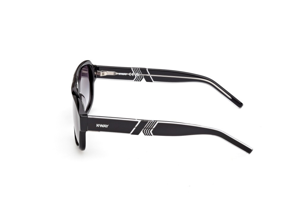 Occhiali da sole K-Way KW0024 (01B) colore nero lucido - cristallo forma rettangolare lenti fumo grad.