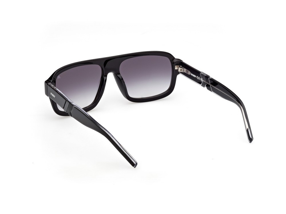 Occhiali da sole K-Way KW0024 (01B) colore nero lucido - cristallo forma rettangolare lenti fumo grad.