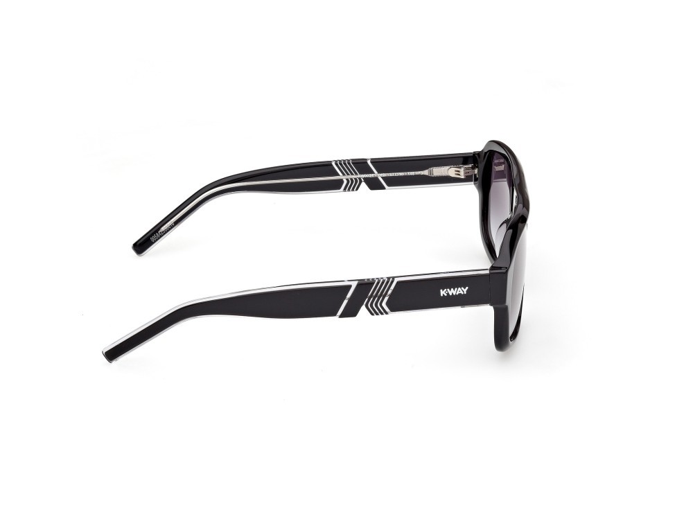 Occhiali da sole K-Way KW0024 (01B) colore nero lucido - cristallo forma rettangolare lenti fumo grad.
