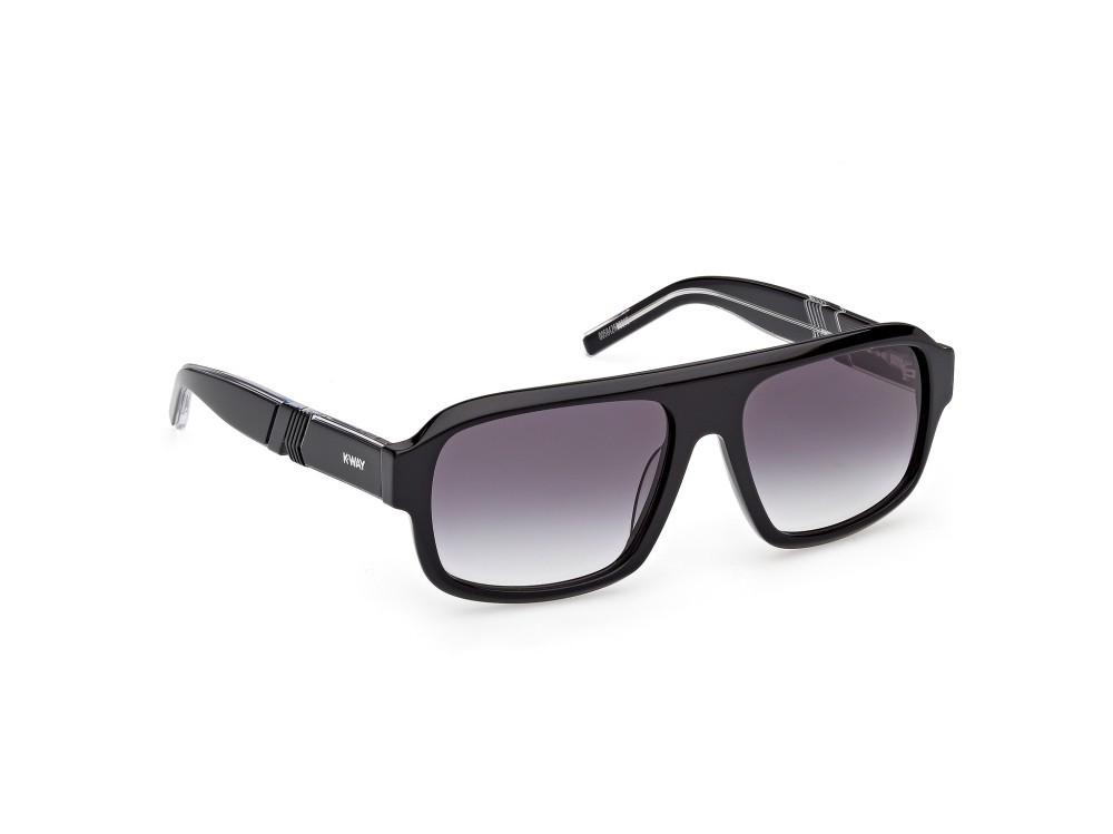 Occhiali da sole K-Way KW0024 (01B) colore nero lucido - cristallo forma rettangolare lenti fumo grad.