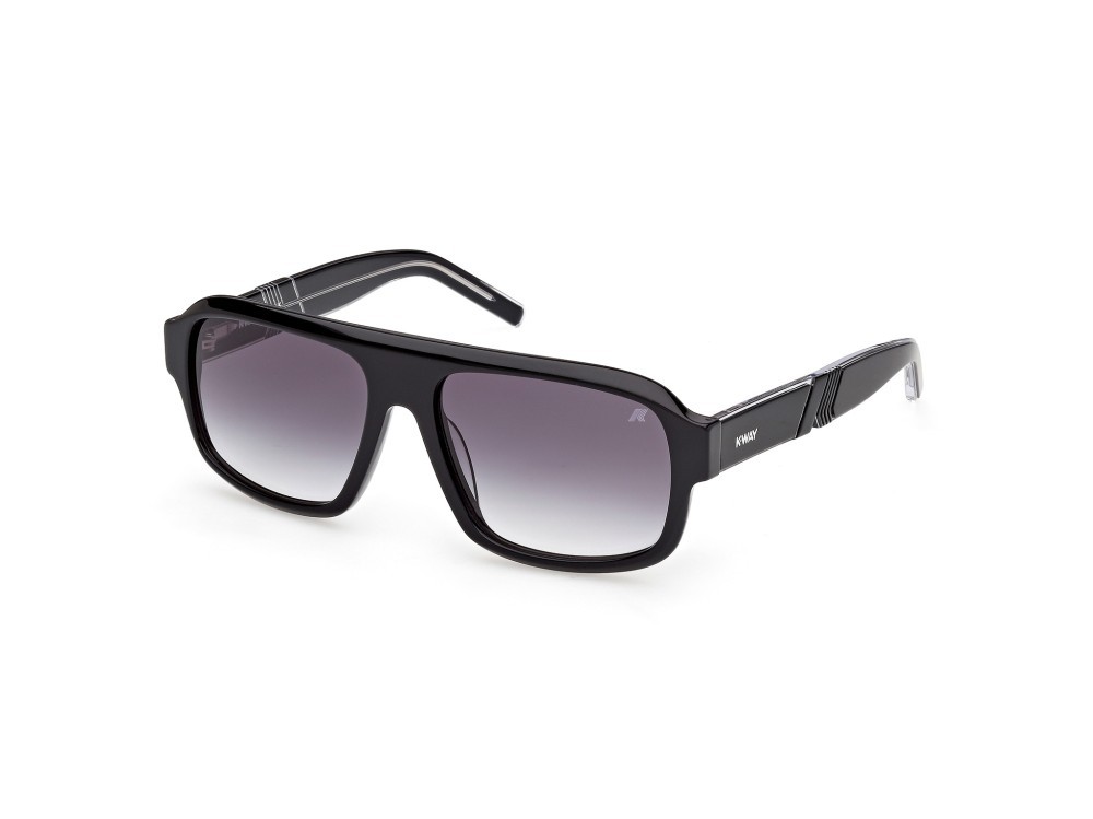 Occhiali da sole K-Way KW0024 (01B) colore nero lucido - cristallo forma rettangolare lenti fumo grad.