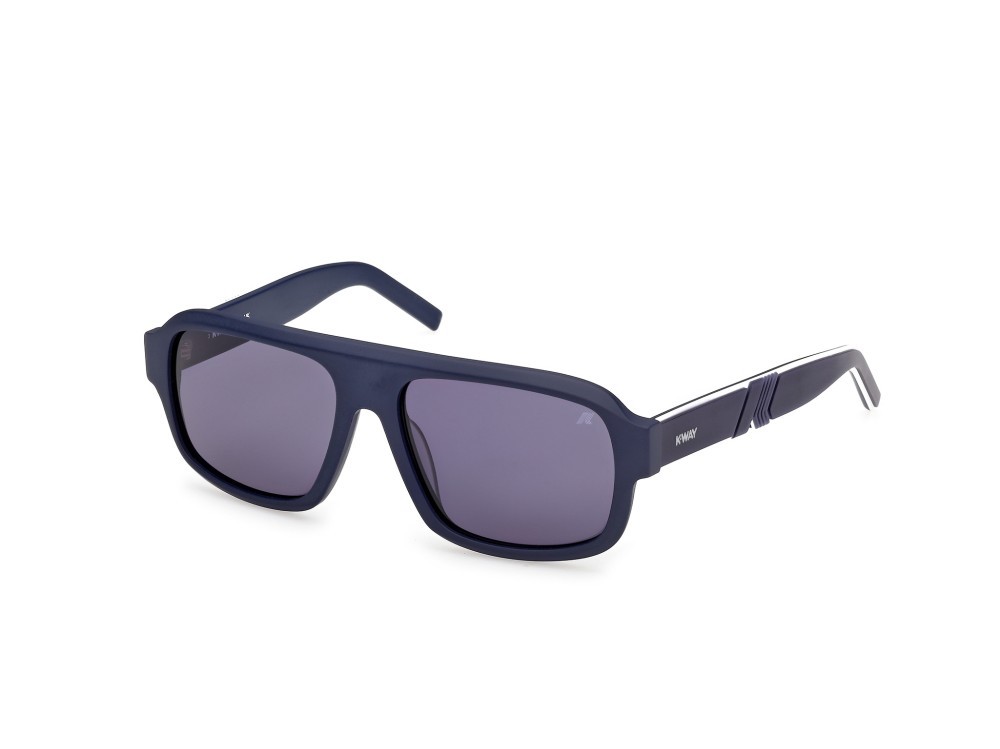 Occhiali da sole K-Way KW0024 (91V) colore  blu opaco - azzurro/monocolore forma rettangolare lenti blu