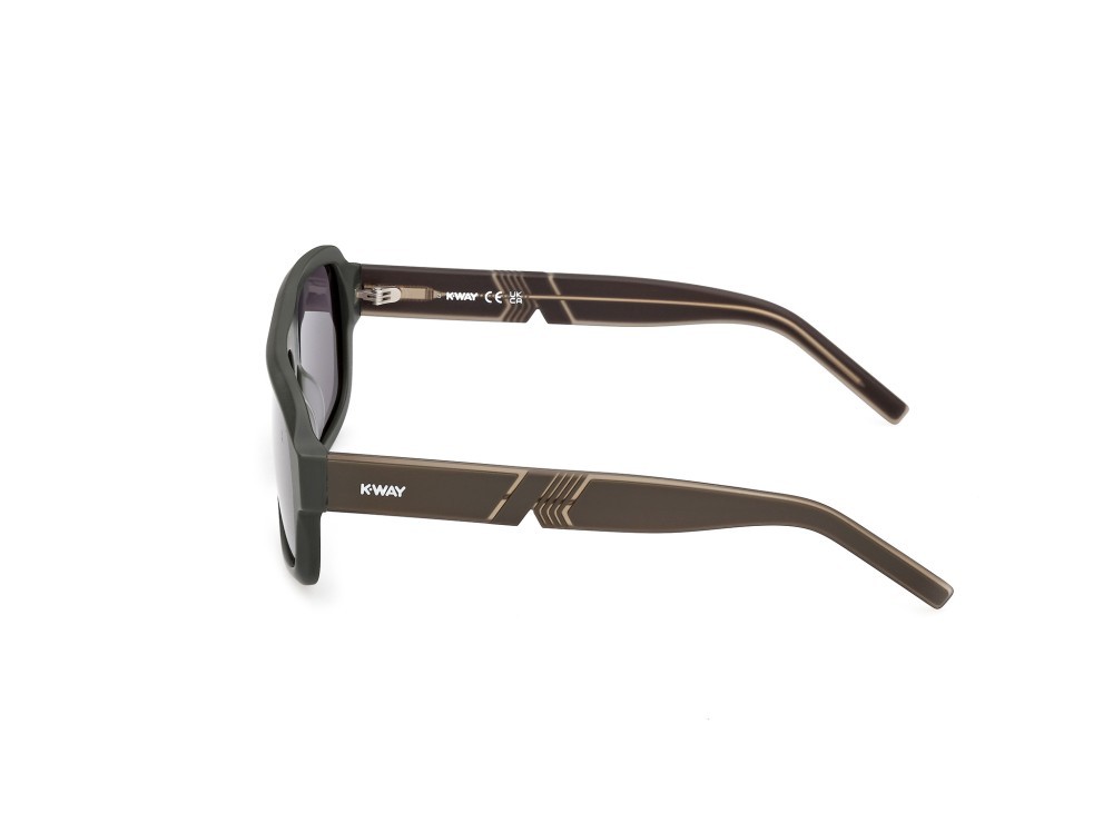 Occhiali da sole K-Way KW0024 (97N) colore verde scuro opaco  forma rettangolare lenti verde