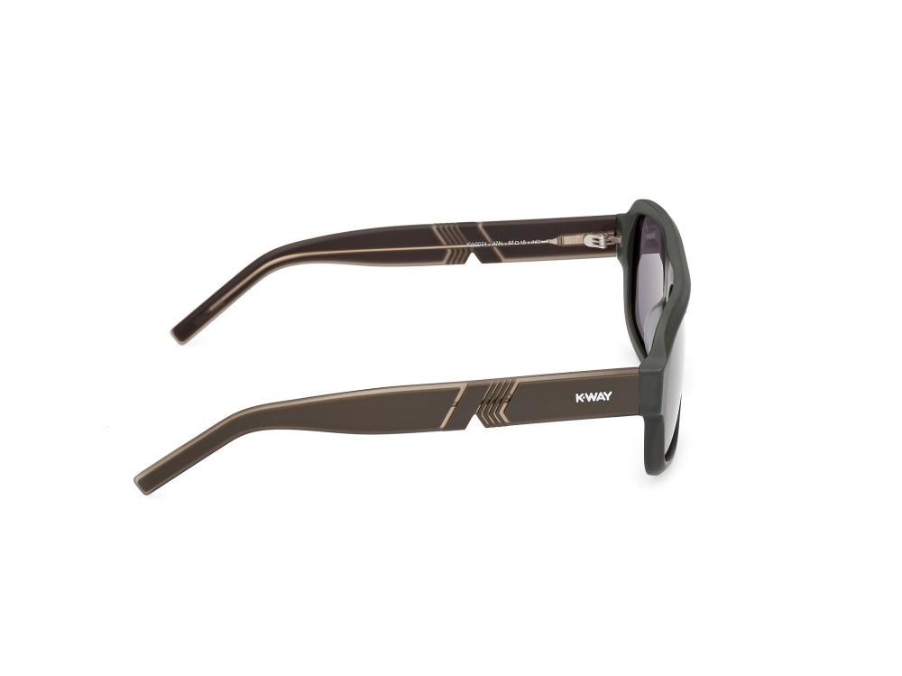 Occhiali da sole K-Way KW0024 (97N) colore verde scuro opaco  forma rettangolare lenti verde