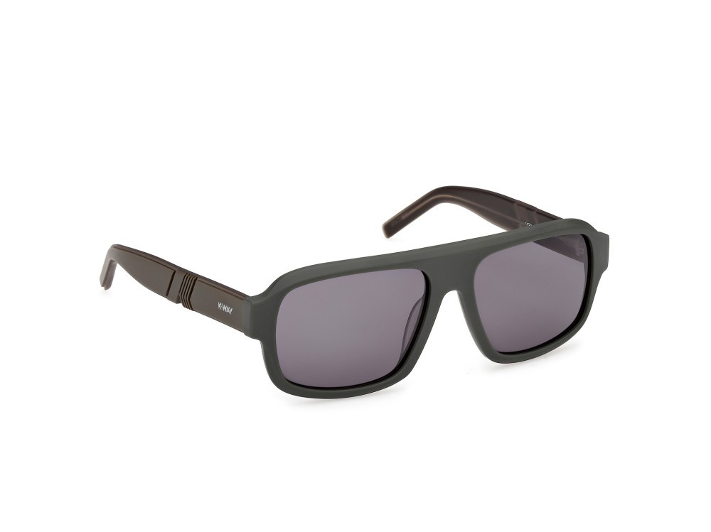 Occhiali da sole K-Way KW0024 (97N) colore verde scuro opaco  forma rettangolare lenti verde