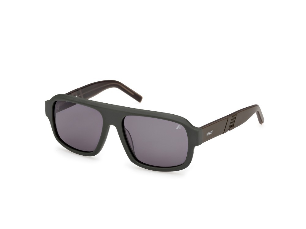 Occhiali da sole K-Way KW0024 (97N) colore verde scuro opaco  forma rettangolare lenti verde