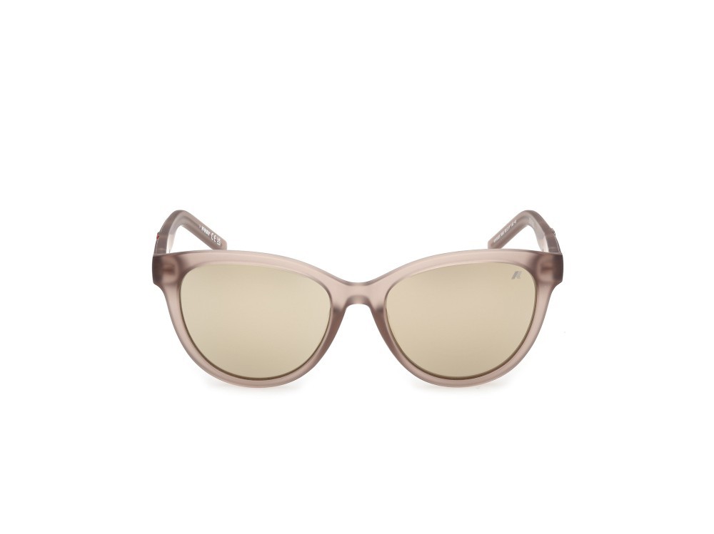 Occhiali da sole K-Way KW0025 (58G) colore beige opaco forma farfalla lenti marrone specchiato