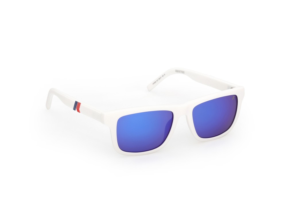 Occhiali da sole K-Way KW0026 (21X) colore bianco opaco forma rettangolare lenti blu specchiato
