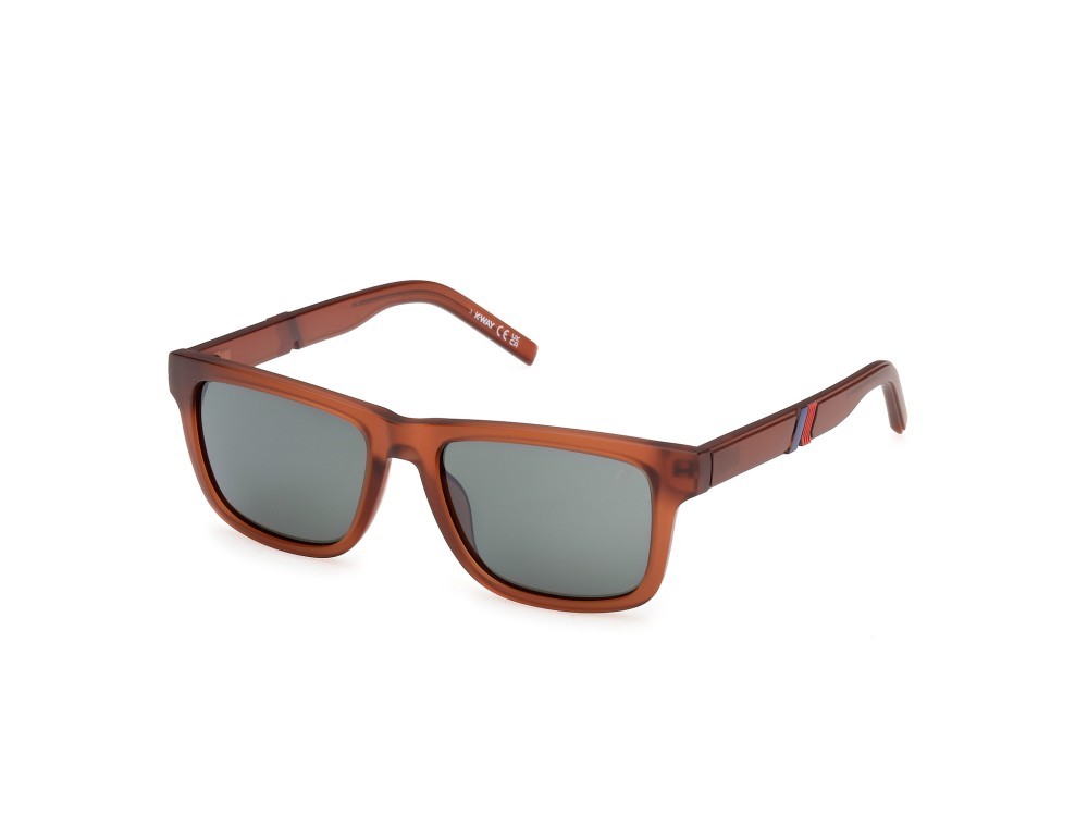 Occhiali da sole K-Way KW0026 (43R) colore arancio scuro lucido forma rettangolare lenti verde polarizzato