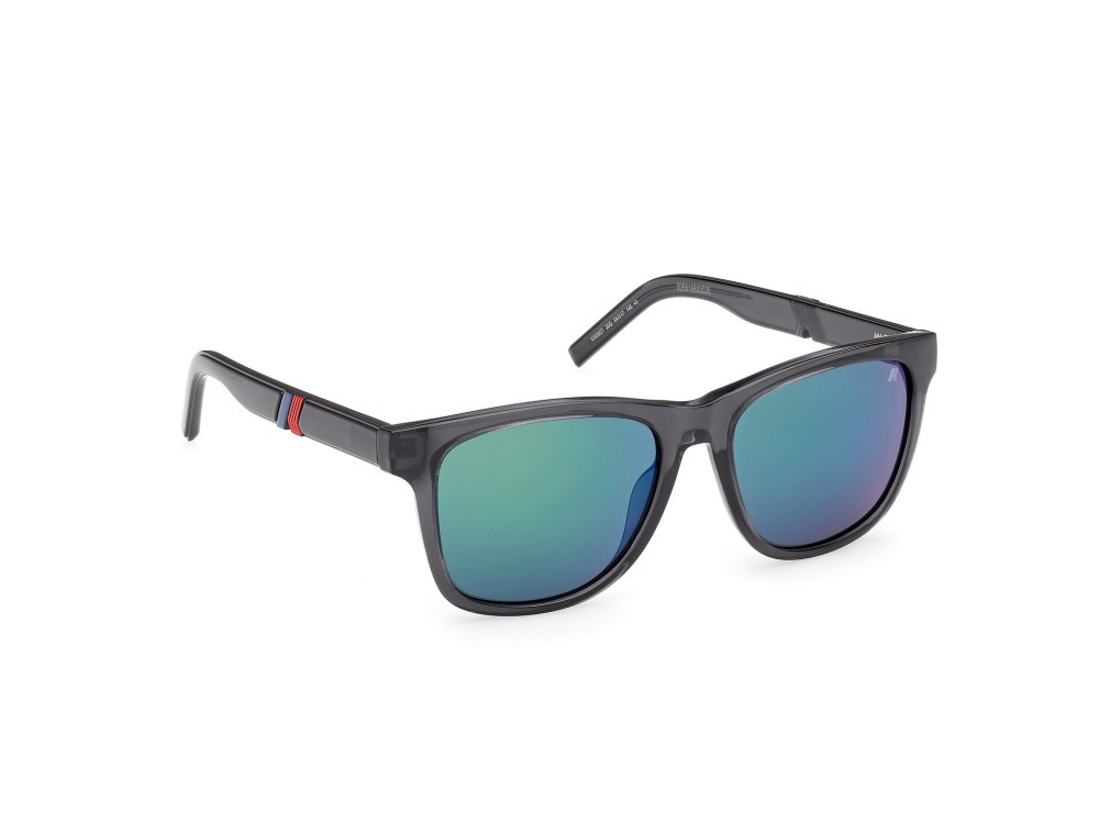 Occhiali da sole K-Way KW0027 (20Q) colore grigio lucido forma rotondo lenti verde specchiato