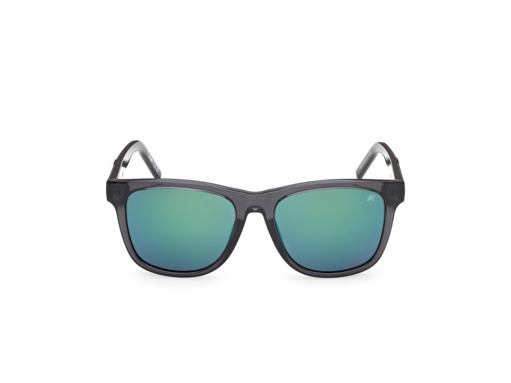 Occhiali da sole K-Way KW0027 (20Q) colore grigio lucido forma rotondo lenti verde specchiato