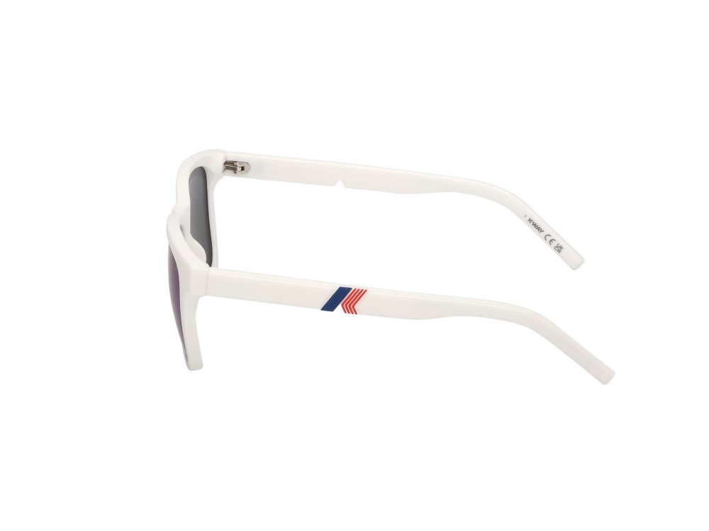 Occhiali da sole K-Way KW0027 (21X) colore bianco opaco forma rotondo lenti blu specchiato