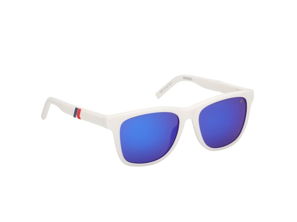 Occhiali da sole K-Way KW0027 (21X) colore bianco opaco forma rotondo lenti blu specchiato