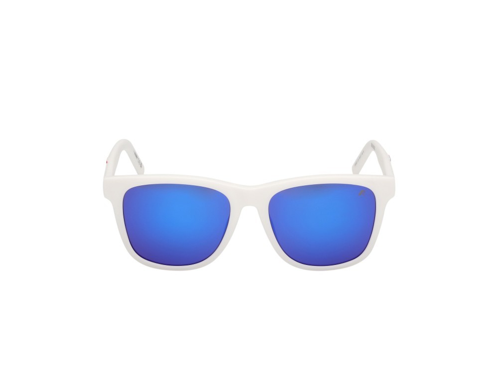 Occhiali da sole K-Way KW0027 (21X) colore bianco opaco forma rotondo lenti blu specchiato