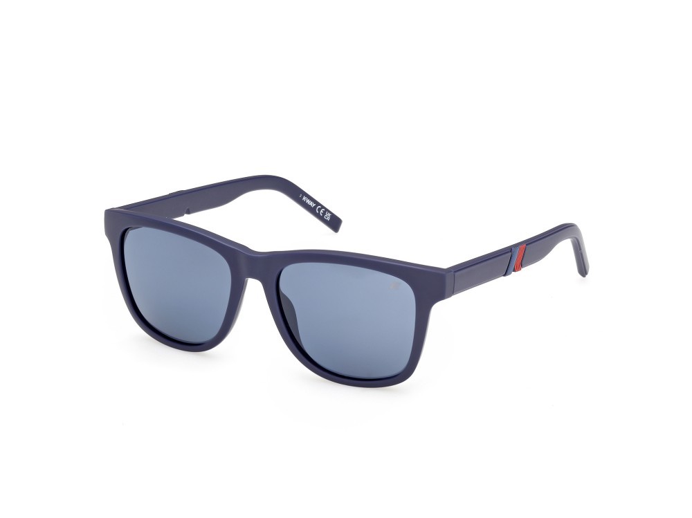 Occhiali da sole K-Way KW0027 (91V) colore blu opaco  forma rotondo lenti blu polar.