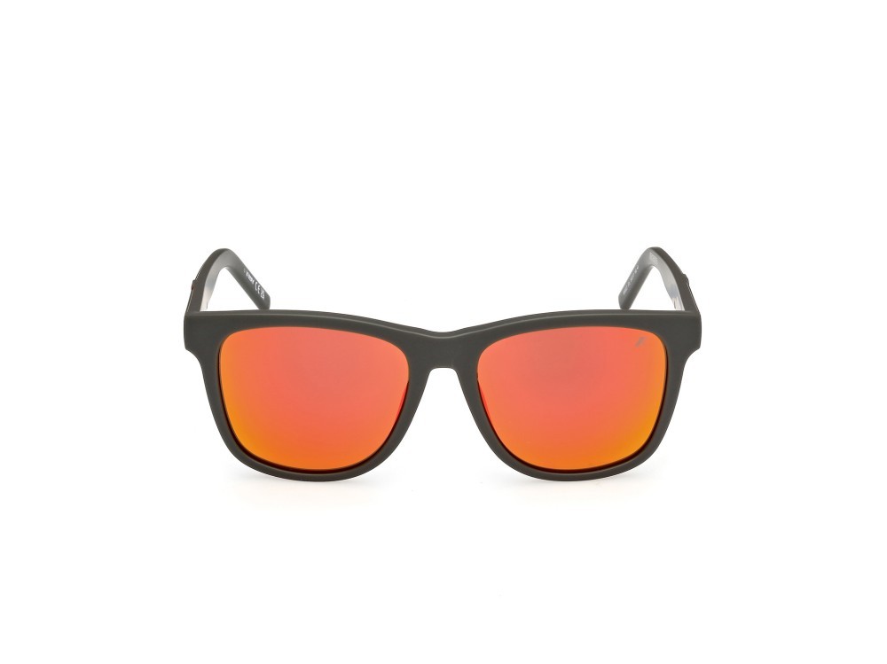 Occhiali da sole K-Way KW0027 (97L) colore verde scuro opaco forma rotondo lenti roviex specchiato