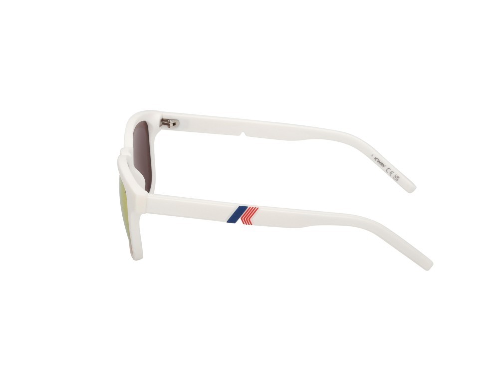 Occhiali da sole K-Way KW0028 (21L) colore bianco opaco forma rotondo lenti roviex specchiato