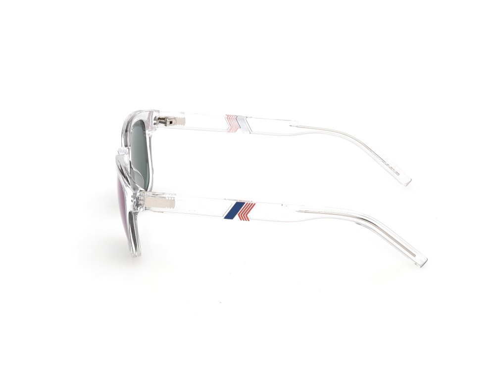 Occhiali da sole K-Way KW0028 (26Q) colore cristallo  forma rotondo lenti verde specchiato