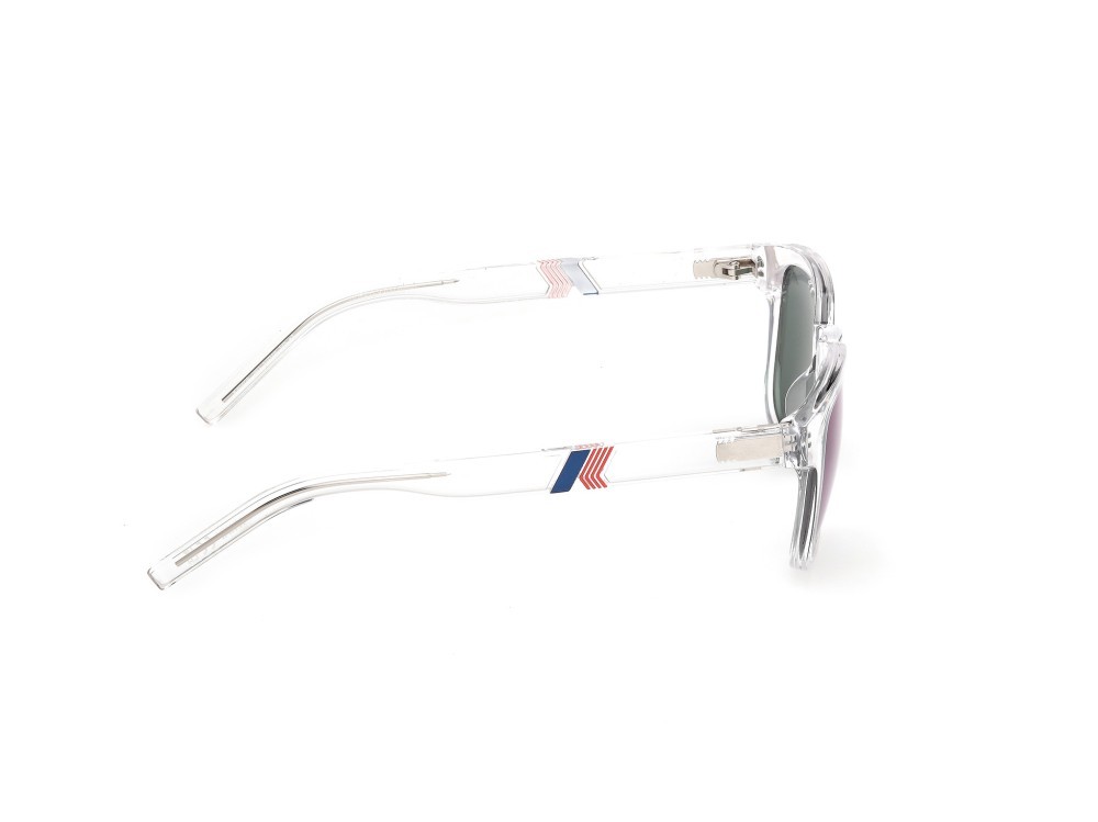 Occhiali da sole K-Way KW0028 (26Q) colore cristallo  forma rotondo lenti verde specchiato