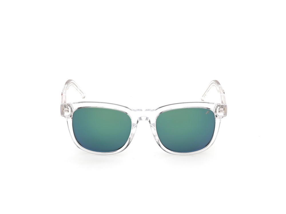 Occhiali da sole K-Way KW0028 (26Q) colore cristallo  forma rotondo lenti verde specchiato