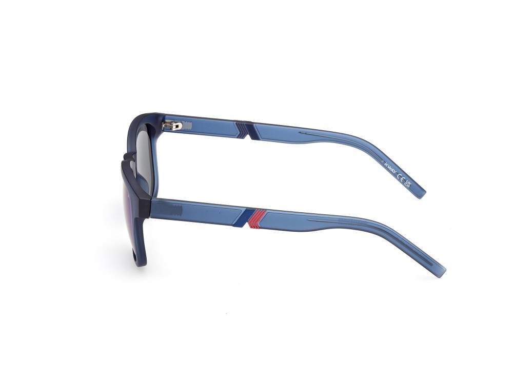 Occhiali da sole K-Way KW0028 (91X) colore blu opaco forma rotondo lenti blu specchiato