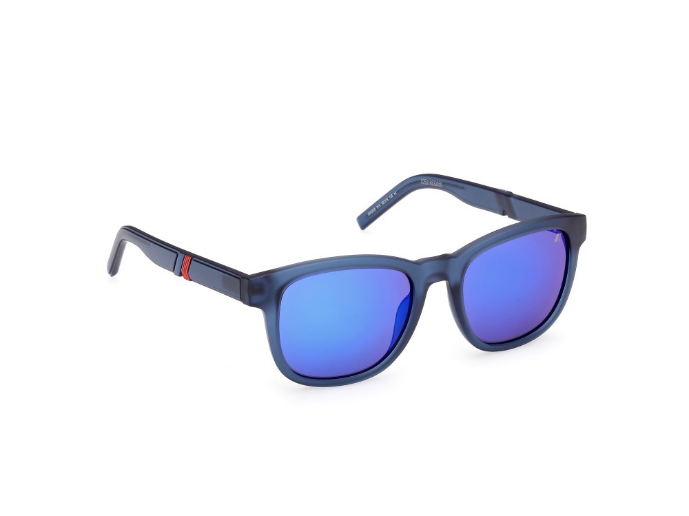 Occhiali da sole K-Way KW0028 (91X) colore blu opaco forma rotondo lenti blu specchiato