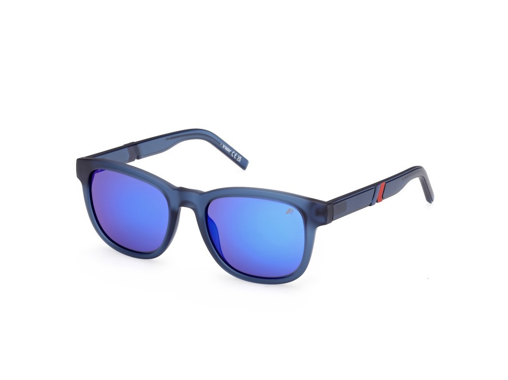 Occhiali da sole K-Way KW0028 (91X) colore blu opaco forma rotondo lenti blu specchiato
