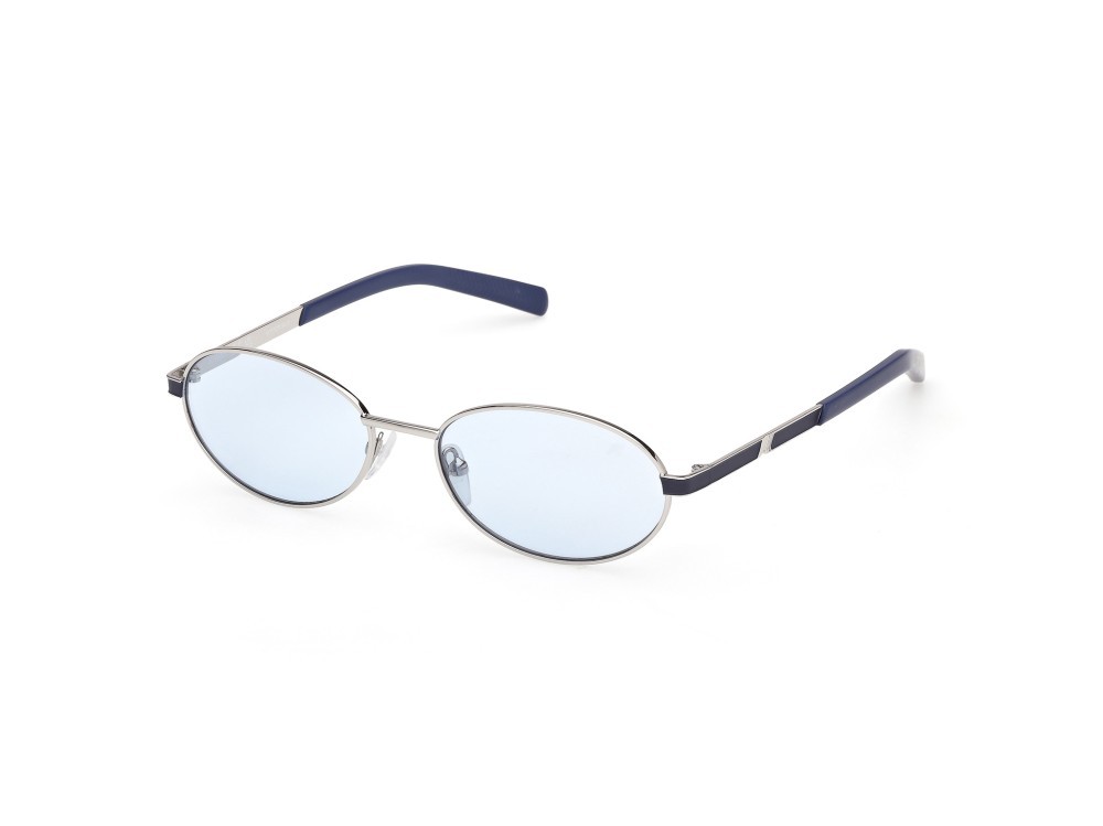 Occhiali da sole K-Way KW0030 (16V) colore palladio lucido - blu opaco forma ovale lenti blu