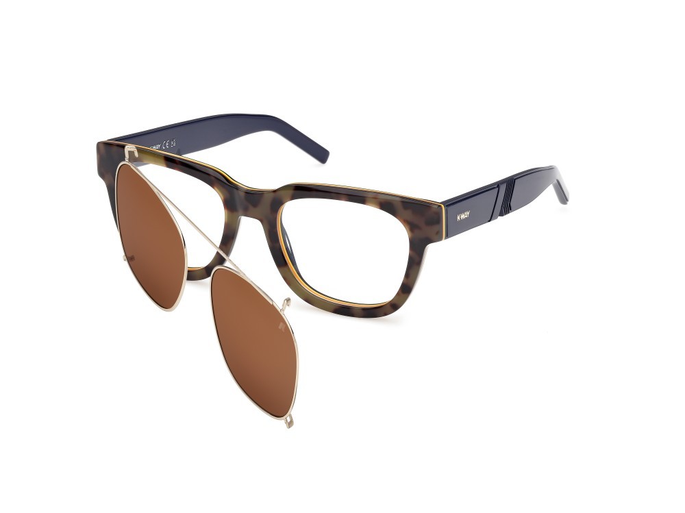 Occhiali da vista K-Way KW5019 (053) +clip-on colore avana bionda / blu lucido forma rettangolare 