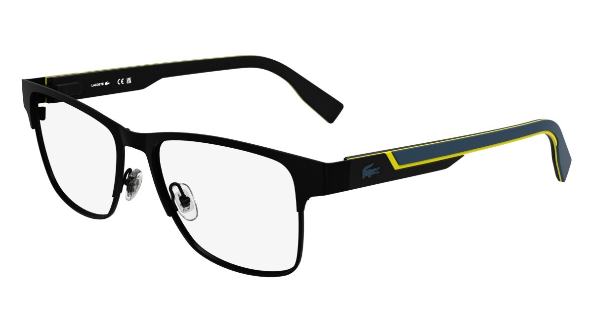 Eyeglasses Lacoste L2307MAG-SET (002) color matte black shape rectangle lenses solid grey