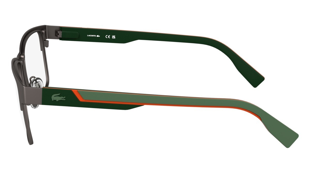 Eyeglasses Lacoste L2307MAG-SET (033) color matte gunmetal shape rectangle lenses solid green