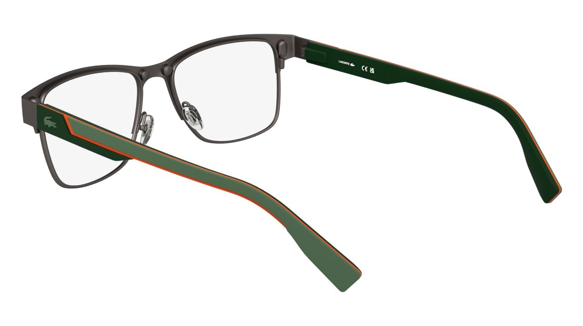 Eyeglasses Lacoste L2307MAG-SET (033) color matte gunmetal shape rectangle lenses solid green