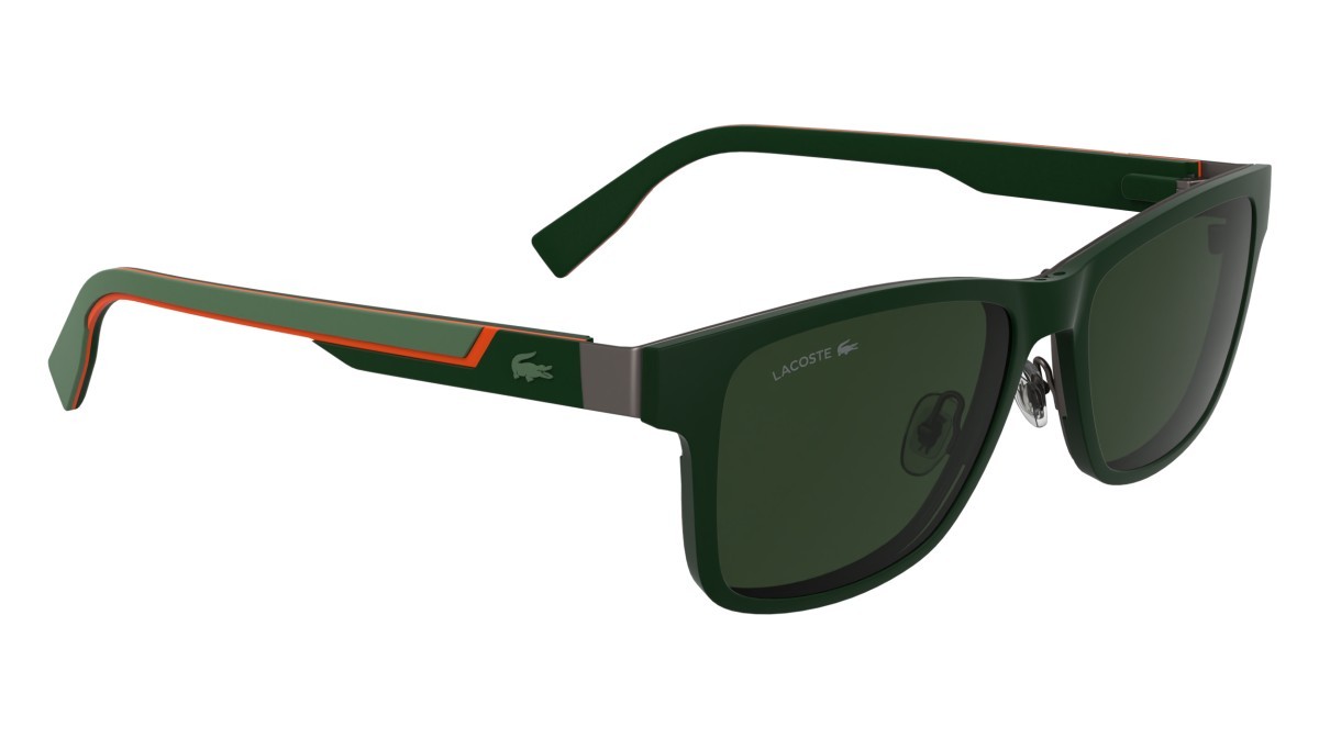 Eyeglasses Lacoste L2307MAG-SET (033) color matte gunmetal shape rectangle lenses solid green