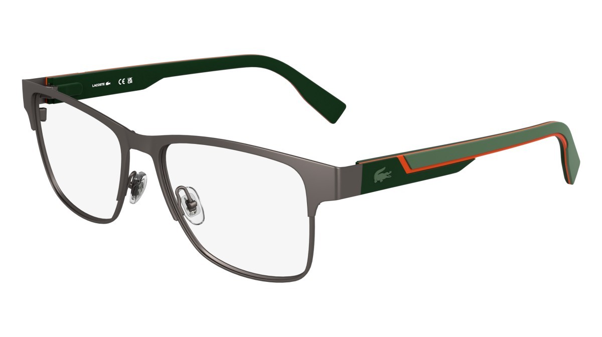 Eyeglasses Lacoste L2307MAG-SET (033) color matte gunmetal shape rectangle lenses solid green