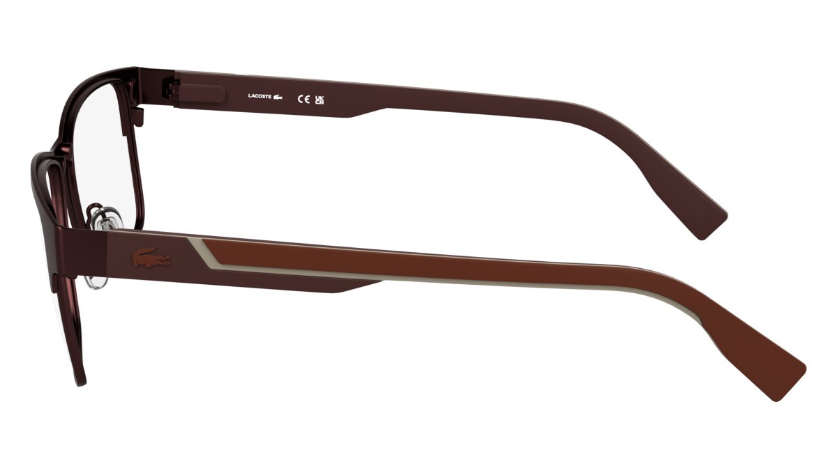 Eyeglasses Lacoste L2307MAG-SET (601) color matte burgundy shape rectangle lenses solid brown