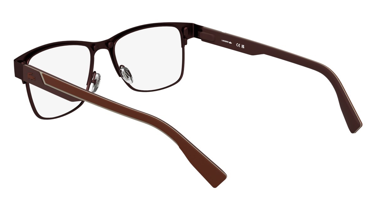 Eyeglasses Lacoste L2307MAG-SET (601) color matte burgundy shape rectangle lenses solid brown