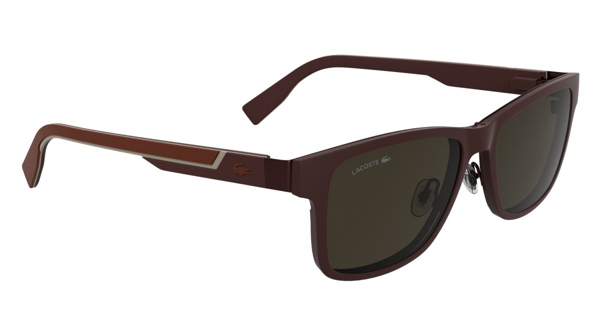 Eyeglasses Lacoste L2307MAG-SET (601) color matte burgundy shape rectangle lenses solid brown