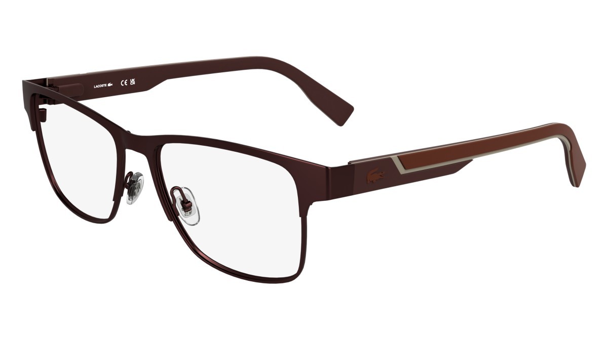 Eyeglasses Lacoste L2307MAG-SET (601) color matte burgundy shape rectangle lenses solid brown