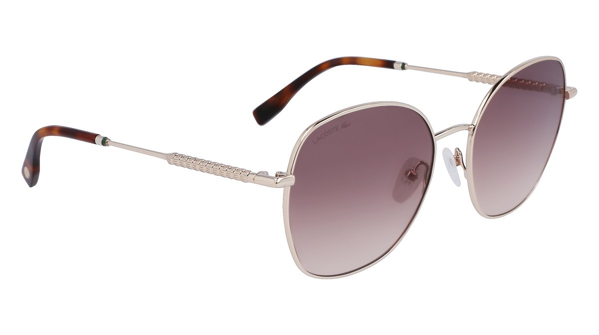 Sonnenbrillen Lacoste L257S (712) farbe light gold form oval gläser gradient brown