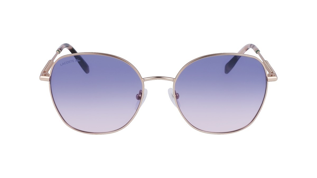 Sonnenbrillen Lacoste L257S (714) farbe matte rose gold form oval gläser gradient blue rose