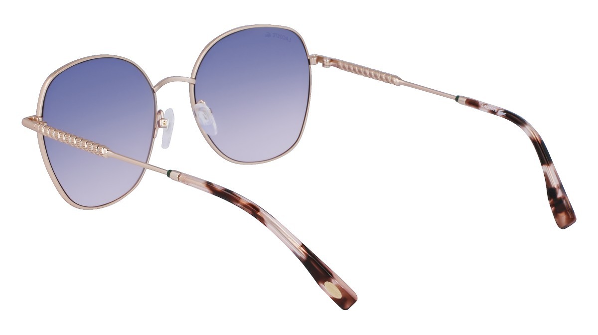 Sonnenbrillen Lacoste L257S (714) farbe matte rose gold form oval gläser gradient blue rose