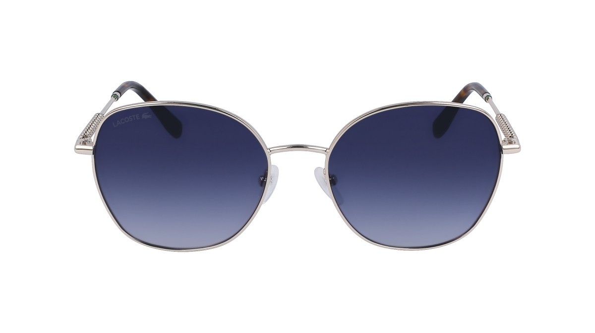 Sonnenbrillen Lacoste L257S (771) farbe shiny gold form oval gläser gradient blue
