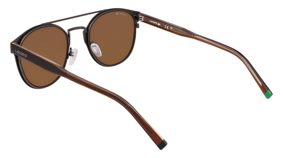 Sunglasses Lacoste L263S (033) color matte dark gunmetal shape oval lenses solid brown