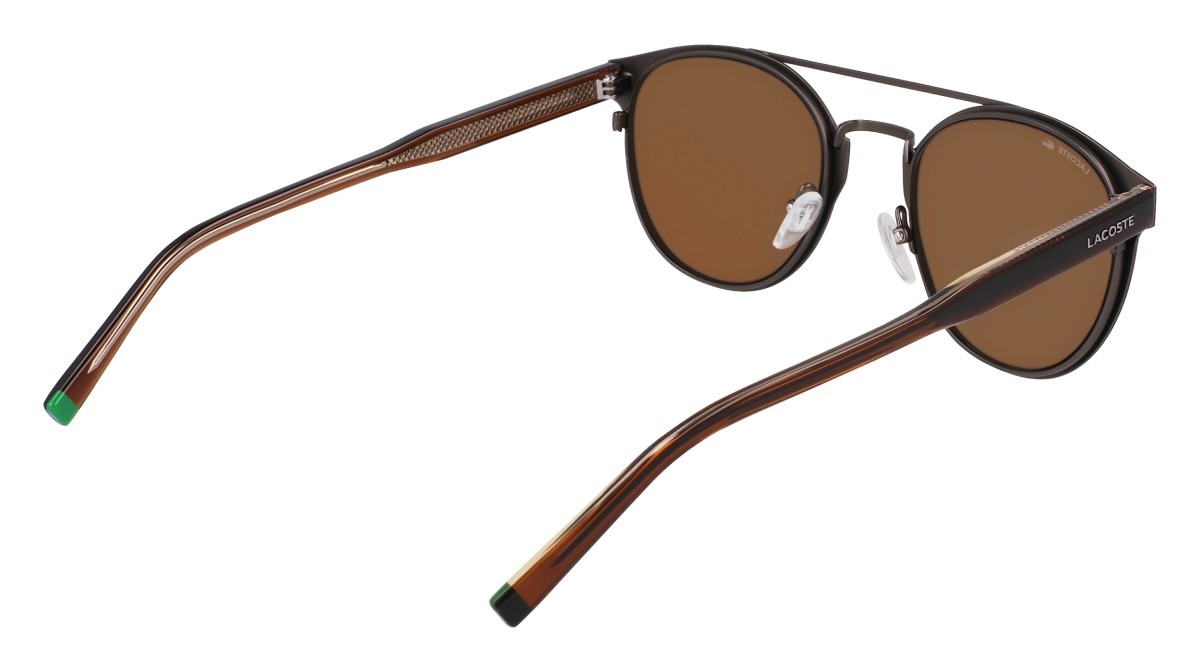 Sunglasses Lacoste L263S (033) color matte dark gunmetal shape oval lenses solid brown